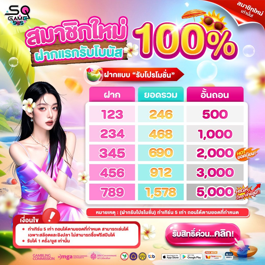 SQGAME555 สล็อตออนไลน์ที่มาพร้อมมาตรฐานระดับสากล รองรับทุกช่องทางการ ฝาก-ถอน ไม่มีขั้นต่ำ แจ็คพอตแตกง่ายทุกวัน บริการตลอด 24 ชั่วโมง